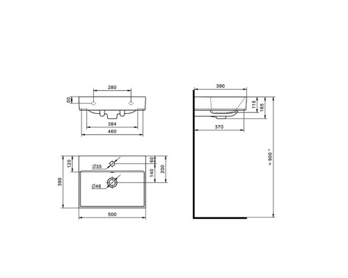 Roca Oleta Раковина подвесная 50х39см, с 1 отв., цвет: белый. 7.3274.C.300.Y