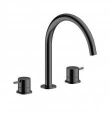 Almar Mixers Смеситель для раковины, 3 отв., без донного клапана, цвет: черный металл брашированный PVD. E214004.AB