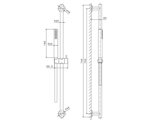Newform X-STEEL 316 Душевая стойка, ручной душ, шланг 150 см, цвет: INOX. 69656X.50.050