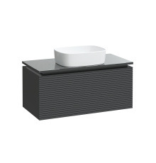 Тумба с раковиной STWORKI Рандерс 100 антрацит, подвесная, с подсветкой, раковина Берген S21410WH
