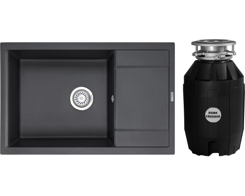Комплект Мойка Granula 7805, черный + Измельчитель Bone Crusher BC 810-AS