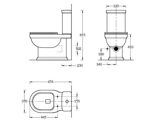 Kerama Marazzi Pompei Унитаз моноблок 37x67см, цвет: белый глянцевый. PO.wc.01,  PO.cis.01
