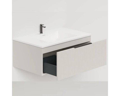 Salini Touch Тумба подвесная 80х50х32см., с раковиной, 1 ящик, верт. фрез., цвет: Сreamy. T800V1CON203