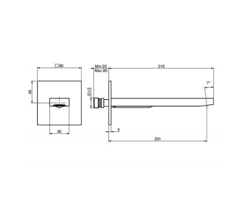 Carlo Frattini Fit Излив для настенного монтажа 201мм, цвет: черный матовый. F2424NS