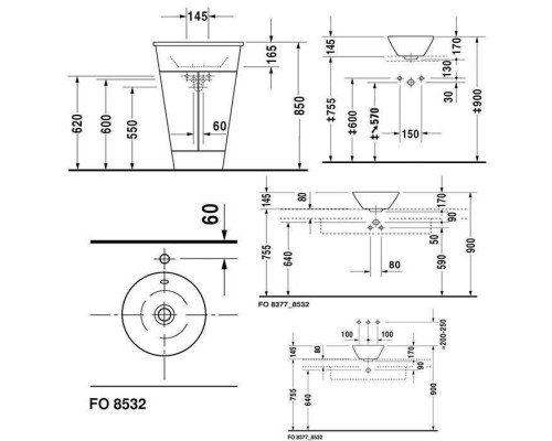 Duravit Раковина 33см, без отв., с переливом, цвет: белый. 0408330000