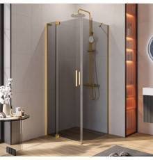 Душевой уголок Cezares Slider AH 1 80-70/80 GRIGIO BORO профиль брашированное золото, стекло серое