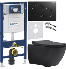 Комплект Унитаз подвесной beWash Bogen 88303670 + Крепления Geberit Duofix 111.815.00.1 к стене + Звукоизоляция 156.050.00.1 + Инсталляция UP 320 111.300.00.5 + Кнопка Sigma 01 115.770.DW.5 черная