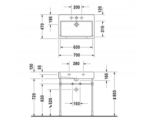 Duravit Vero Раковина накладная 70x47см, с 1 отв., покрытие WonderGliss, с переливом, цвет: белый. 04547000001