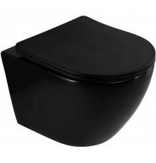 Унитаз подвесной Art Max Ovale AM011CHR-MB/SC безободковый, с микролифтом, черный