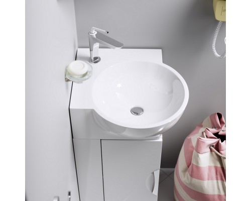 AQ 4640021061435 Раковина угловая Дельта 450х450х180 мм, с отв. под смес., с отв. пер 4640021061435