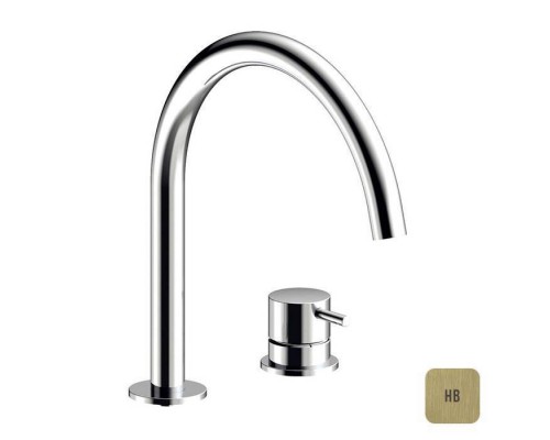 Almar Mixers Смеситель для раковины, 2 отв., без донного клапана, цвет: латунь брашированная PVD. E214005.HB