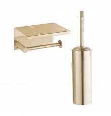 Набор Держатель Boheme Uno 10971-MG matt gold с полкой для телефона + Ершик 10984-MG matt gold