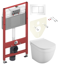 Комплект Унитаз подвесной Owl 1975 Eld TOWLT190101 безободковый + Инсталляция TECE Base 9400413 4 в 1 с кнопкой смыва