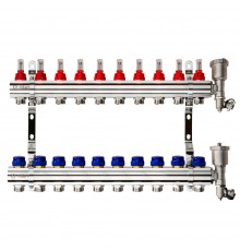 Комплект коллекторов Ридан FHF-10RF set с расходомерами, кронштейнами и воздухоотводчиками, 10 конт. 088U0730R