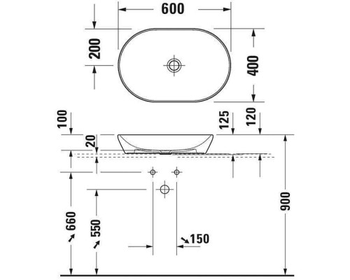 Duravit D-Neo Раковина 60х40см., накладная, без перелива, без отв., цвет: белый. 2372600070 Duravit D-Neo Раковина 60х40см., накладная, без перелива, без отв., цвет: белый. 2372600070