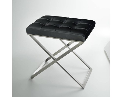 3SC LinoLone Стул с сиденьем из кожи со стежкой 50хh50х36 см, цвет: черная кожа/никель сатинированный матовый. LONE-C/NX/02