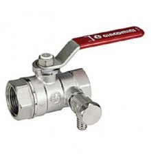 Краны шаровые Кран шаровой со сливом, стандартный проход, 1”, сливной кран 1/4”, ручка-рычаг, красная, ВР-ВР, хр GIA R250SX005