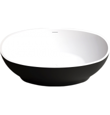 Акриловая ванна Abber AB9207MB 165x80 см, отдельностоящая, овальная, с каркасом, со сливом-переливом, черная матовая