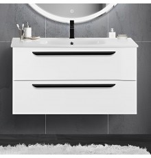 Тумба с раковиной Cezares Eco Cer 80, bianco lucido, ручки черные