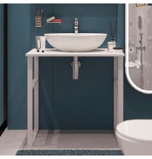Консоль DIWO Элиста 80 белый мрамор, с раковиной Moduo 55 Leaf