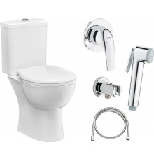 Комплект Унитаз-компакт Grohe Bau Ceramic 39429000 + Крышка 39493000 с микролифтом + Бачок 39436000 + Гигиенический душ BauCurve 123072 со смесителем, С ВНУТРЕННЕЙ ЧАСТЬЮ