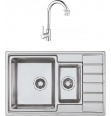 Комплект Мойка кухонная Seaman Eco Roma SMR-7850B без отверстий + Смеситель Barcelone SSL-5226 water polish