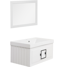 Мебель для ванной комнаты La Fenice Cubo 80 белая, ручка черная