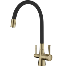 Смеситель для кухни Lemark Comfort LM3075B с гибким изливом, бронза, черный