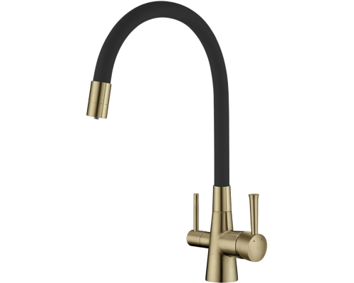 Смеситель для кухни Lemark Comfort LM3075B с гибким изливом, бронза, черный
