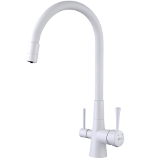 Смеситель для кухни Lemark Comfort LM3075W с гибким изливом, белый