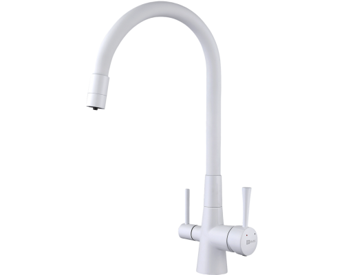 Смеситель для кухни Lemark Comfort LM3075W с гибким изливом, белый
