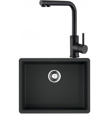 Комплект Мойка кухонная Omoikiri Kata 54-U-BL черная + Смеситель Domaci Равенна DCB 7015 черный
