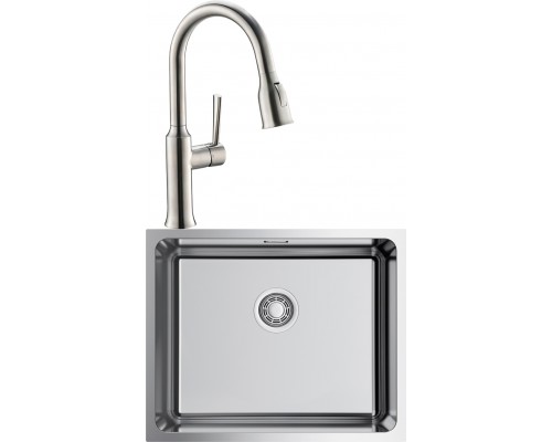 Комплект Мойка кухонная Omoikiri Tadzava 54-U-IN нержавеющая сталь + Смеситель Domaci Равенна DCB 7011 сатин