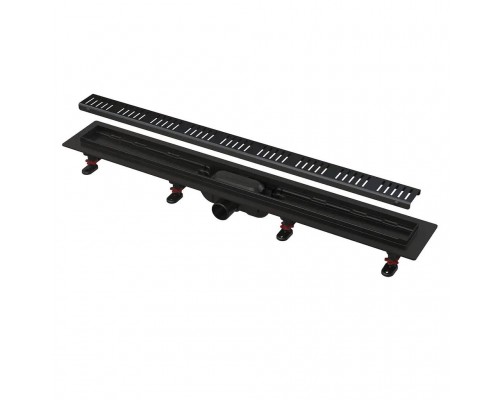 Водоотводящий желоб с порогами AlcaPlast 550 мм для перфорированной решетки, черный-мат (APZ10BLACK-550M)