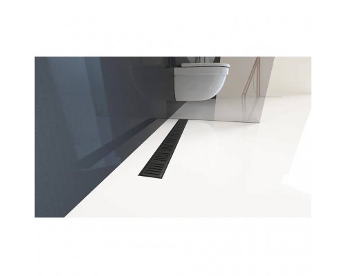 Водоотводящий желоб с порогами AlcaPlast 550 мм для перфорированной решетки, черный-мат (APZ10BLACK-550M)