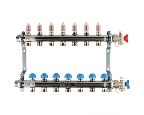 *12080711002 REHAU RAUTHERM S Распределительный коллектор HKV-D на 7 контуров нерж .сталь (без шаровых кранов) (12080711002)