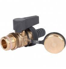 Шаровой кран OVENTROP Optiflex латунь Ду15,1/2 НР, со штуцером для шланга и колпачком  (1033314)