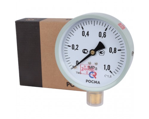 Манометр стандартный РОСМА 100 мм 150 градусов 1/2 давление 1 MРа ТМ-510P (00000006819)