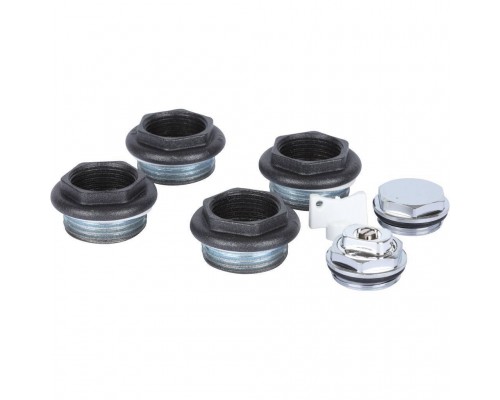 Присоединительный набор для радиатора Global 011048 07 Global KIT 3/4 (цвет cod.07 grigio scuro opaco mettalizzato (черный)) A048KIT3/407 (A048KIT3/407)