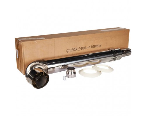 Дымоход коаксиальный универсальный Mizudo (40 и 44 кВт) из нержавеющей стали 80/120 L 1100 (с адаптером 60 на 80 внутренний) AF.05.01.0020 (AF.05.01.0020)