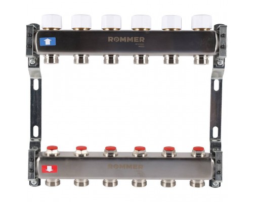 Коллектор из нержавеющей стали без расходомеров ROMMER 6 выходов (RMS-3200-000006)