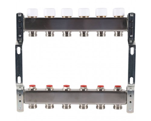 Коллектор из нержавеющей стали без расходомеров ROMMER 6 выходов (RMS-3200-000006)