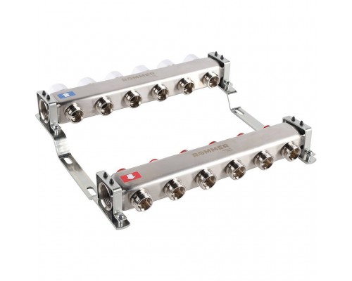 Коллектор из нержавеющей стали без расходомеров ROMMER 6 выходов (RMS-3200-000006)