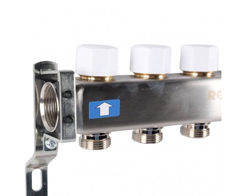 Коллектор из нержавеющей стали без расходомеров ROMMER 6 выходов (RMS-3200-000006)