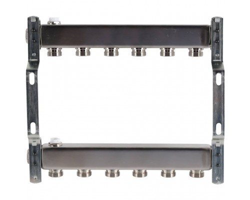 Коллектор из нержавеющей стали ROMMER для радиаторной разводки 6 выходов (RMS-4401-000006)