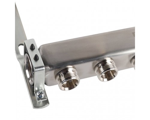 Коллектор из нержавеющей стали ROMMER для радиаторной разводки 6 выходов (RMS-4401-000006)