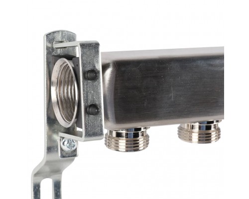 Коллектор из нержавеющей стали ROMMER для радиаторной разводки 6 выходов (RMS-4401-000006)