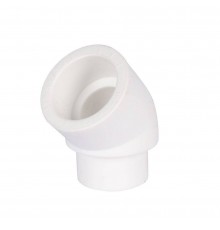Угольник Политэк d=32 45* внутр./наруж.  для полипропиленовых труб под сварку (цвет белый) (9422003245)