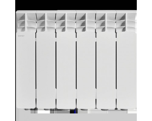 Радиатор алюминиевый STOUT GAMMA 350 6 секций боковое подключение (белый RAL 9010) SRA-3310-035006 (SRA-3310-035006)