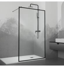 Душевая перегородка RGW Walk In WA-012B 120x200, профиль черный, стекло прозрачное